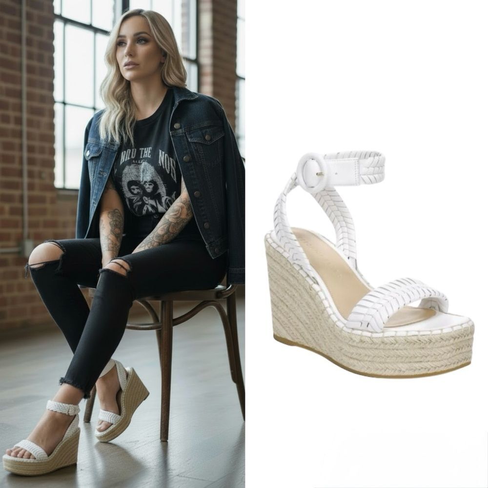 Veronica Beard Rilla Woven Leather Wedge Espadrille Women’s Size 10